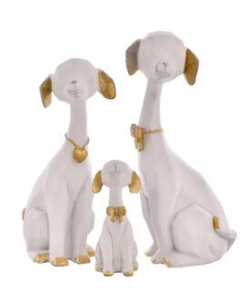 Cute Dog family Animal Statue for Home Décor Showpiece for Gifting Decorative Sculpture for Living Room or Office
