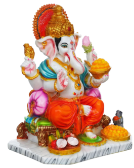 Large Ganapati Idol for Home and Office Handcrafted Marble Statue of Ganapati Rajasthani Handicraft 13 x 8 x 10.5 inch