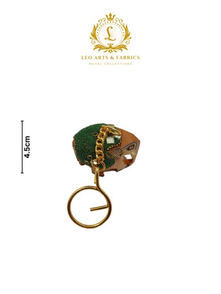 Handcrafted Wooden Elephant Key Chain, Decorative, Bajni Design, Green, 6.5 cm x 6 cm x 4.5 cm - Image 6