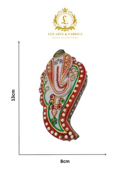 Handmade Marble Meenakari Chopda Ganapati Figurine, 13cm x 8cm x 3cm - Image 8