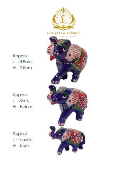 Handcrafted Paper Mache Elephant Family Figurines, Set of 3, Violet - Image 6