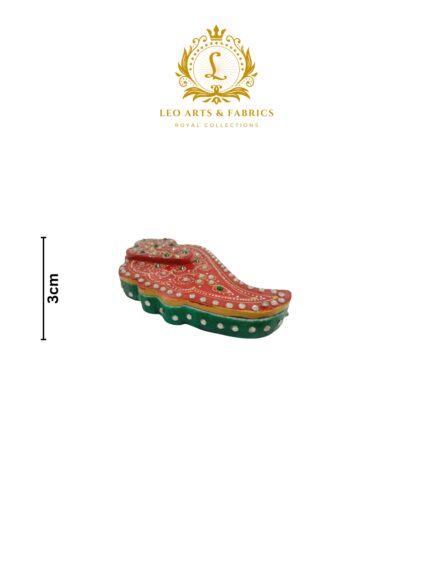 Handmade Marble Meenakari Ganapati Chopda, 13cm x 8cm x 3cm, Red with Green and Pearl Embellishments - Image 9