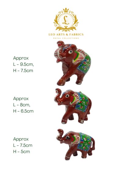 Handcrafted Paper Mache Elephant Family Figurines, Set of 3, Maroon - Image 7