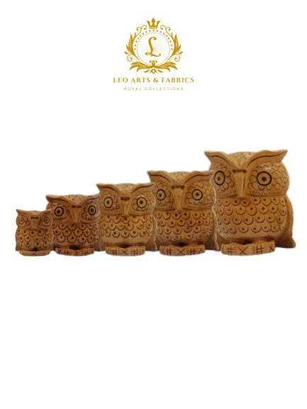 Handcrafted Wooden Owl Family Figurines, Set of 5, Plain Design, 3.5-8cm - Image 6