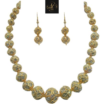 ARTIK HALLMARK Necklace Set with Ear Rings, White AD - Image 3