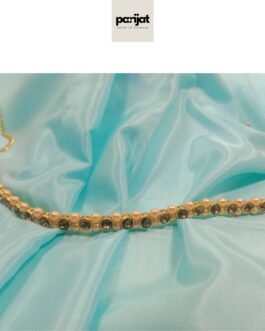 PARIJAT Handcrafted Gold Plated Kamarbandh, AD Brown, Golden Pearls