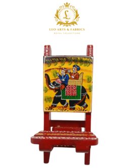 Wooden Chair Mobile Stand – Elephant Design, Red, 23.5cm x 9.5cm x 4cm