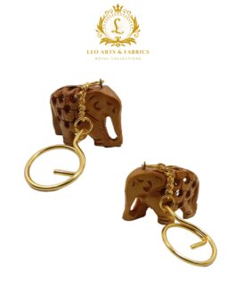 Handcrafted Wooden Elephant Key Chain, Decorative, Jali Design, 6.5 cm x 6 cm x 4.5 cm