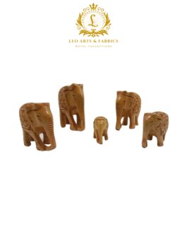 Handcrafted Wooden Elephant Family Figurines, Set of 5, Plain Design – Smallest 3cm, Largest 8cm