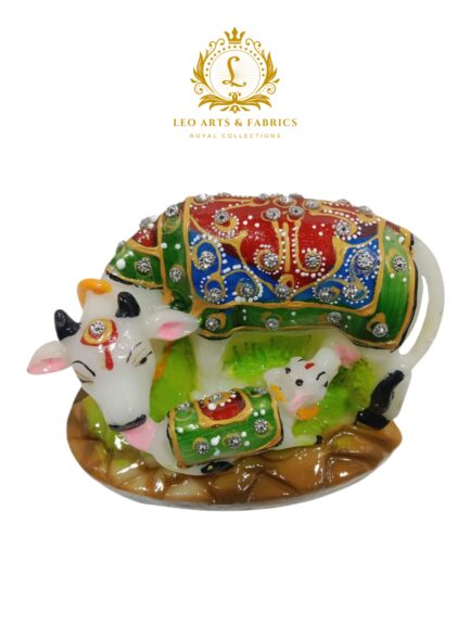 Handcrafted Cow and Calf Marble Statue, 12cm x 8cm x 8.5cm - Image 2