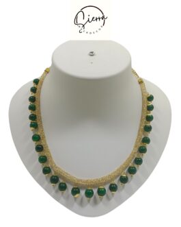 Sierra Handcrafted Gold Plated Necklace Jewellery Set with Earrings, AD, Pearl – Green