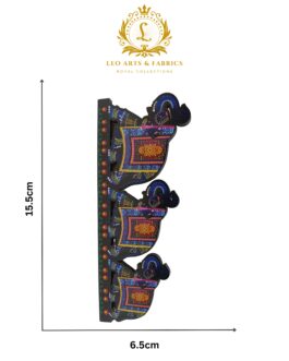 Handcrafted Indian Triple Elephant Caravan Fridge Magnet Decor Piece, All Salute, 15.5 x 6.5 x 0.5 cm