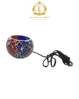 Crystal Tealight Moroccan Style LED Decorative Lamp, Blue and Red Mosaic Design