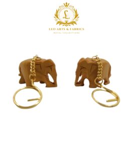 Handcrafted Wooden Elephant Key Chain, Decorative, Plain Design, 6.5 cm x 6 cm x 4.5 cm