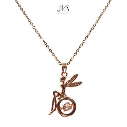 Jia Glamour Handcrafted Rose Gold Plated Necklace Jewellery Set with Fairy Pendant, AD - Image 3