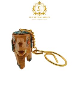 Handcrafted Wooden Elephant Key Chain, Decorative, Bajni Design, Blue, 6.5 cm x 6 cm x 4.5 cm