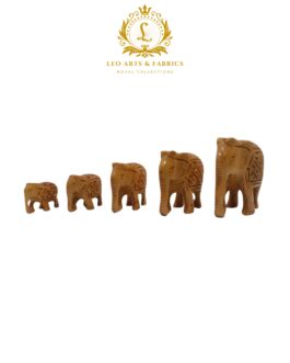 Handcrafted Wooden Elephant Family Figurines, Set of 5, Plain Design – Smallest 3cm, Largest 8cm