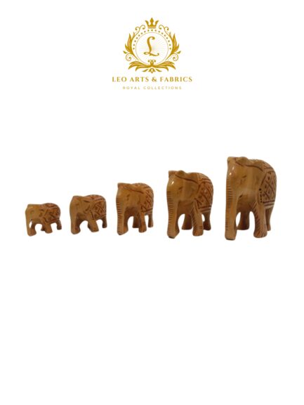 Handcrafted Wooden Elephant Family Figurines, Set of 5, Plain Design - Smallest 3cm, Largest 8cm - Image 2