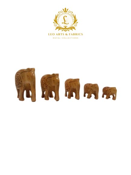 Handcrafted Wooden Elephant Family Figurines, Set of 5, Plain Design - Smallest 3cm, Largest 8cm - Image 3