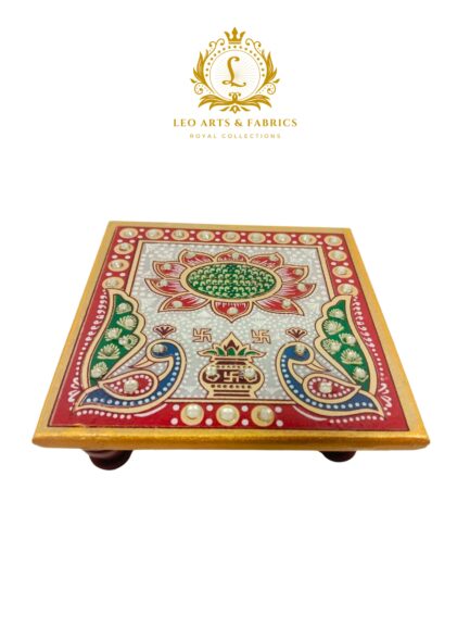 Handcrafted Marble Chowki with Krishna Idol, 10 x 10 x 3 cm Chowki, 8 x 4 x 7 cm Krishna Idol - Image 4