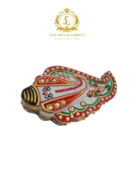 Handmade Marble Meenakari Chopda Ganapati Figurine, 13cm x 8cm x 3cm - Image 5