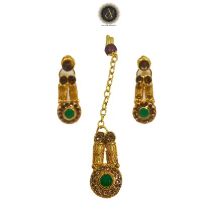 Artik Hallmark - Handcrafted Gold Plated AD Spiral Necklace Set with Earrings And Mangtika, AD, Multicolour, Suited for Party Wedding Festive for Women - Image 5