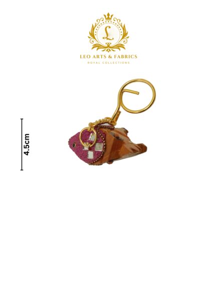 Handcrafted Wooden Elephant Key Chain, Decorative, Bajni Design, Pink, 6.5 cm x 6 cm x 4.5 cm - Image 5