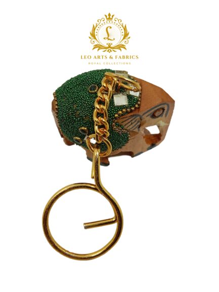 Handcrafted Wooden Elephant Key Chain, Decorative, Bajni Design, Green, 6.5 cm x 6 cm x 4.5 cm - Image 4